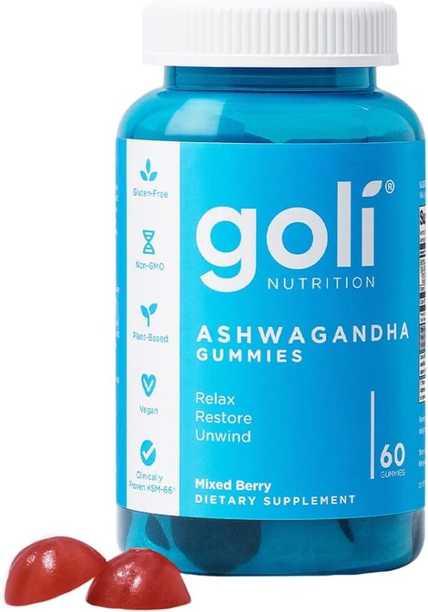 Goli Ashwagandha & Vitamin D Gummy - 60 Count - Mixed Berry, KSM-66