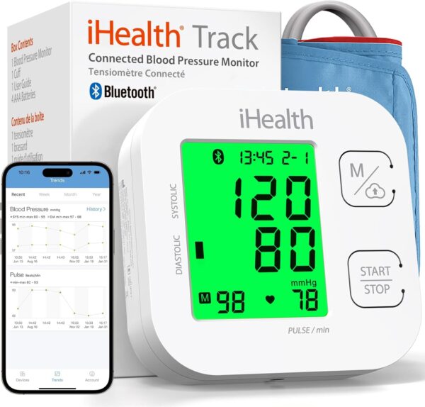 iHealth Track Smart Upper Arm Blood Pressure Monitor with Wide Range Cuff That fits