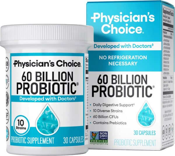 Physician's Choice Probiotics 60 Billion CFU - 10 Strains + Organic Prebiotics