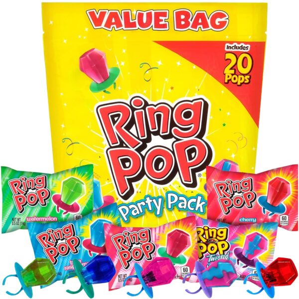 Ring Pop Candy Lollipops - Individually Wrapped Bulk Lollipop Variety Party Pack